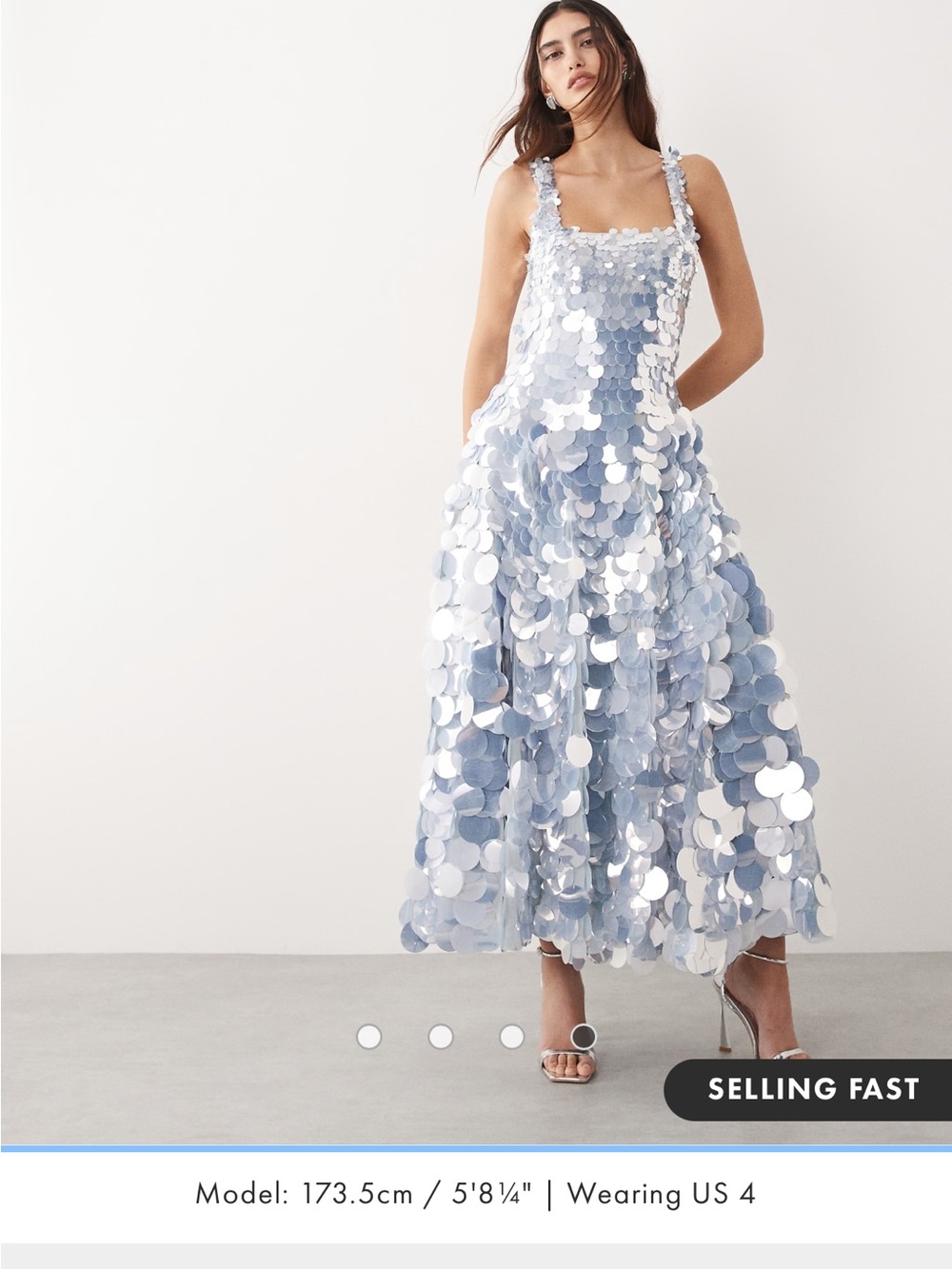ASOS Silver Sequin Midi Dress